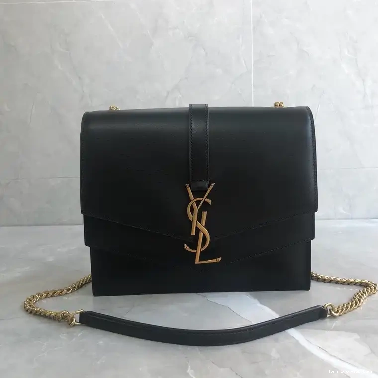 Tony Luxuries SULPICE YSL CHAIN MEDIUM BAG BURGUNDY IN LEATHER 0502